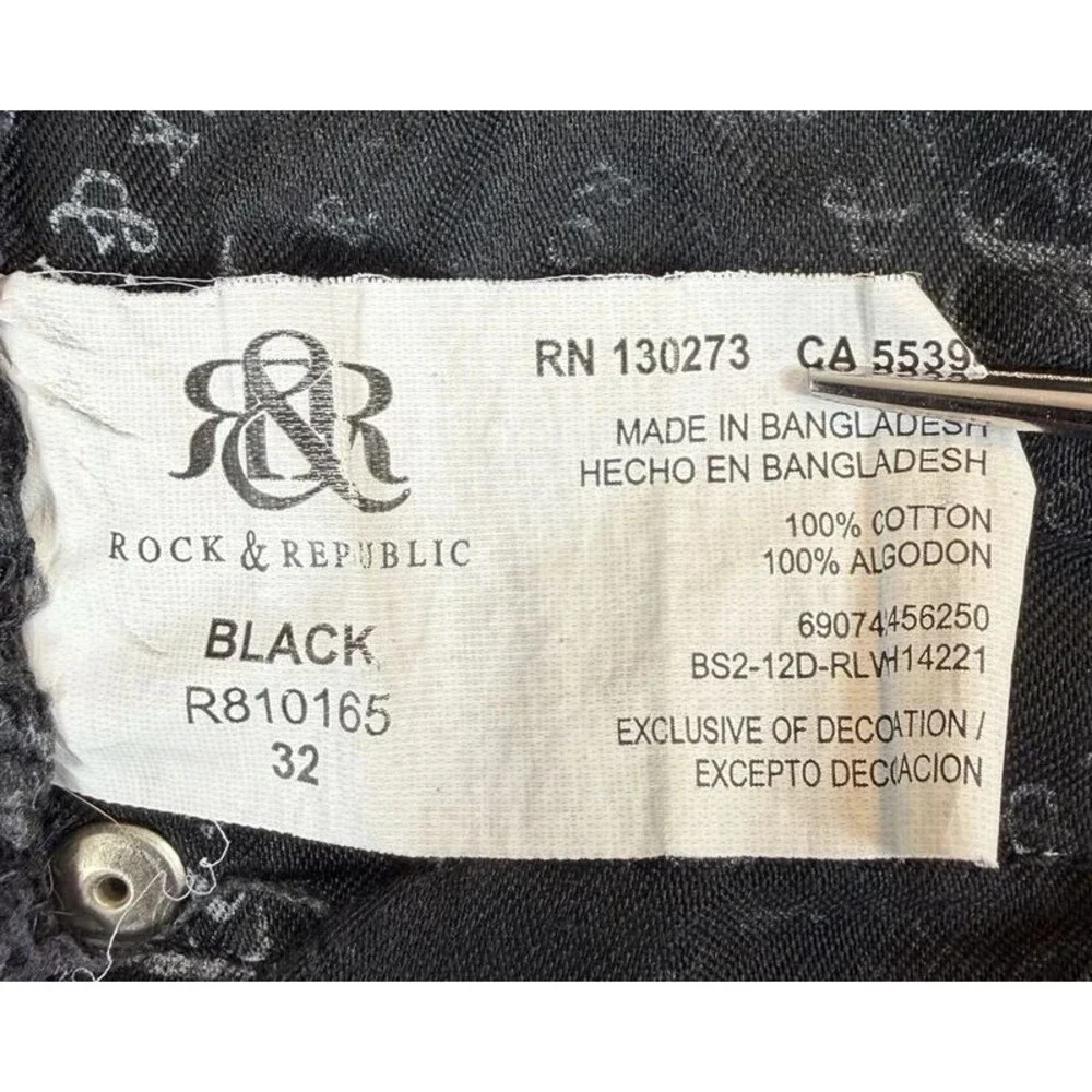Rock & Republic Shorts Cargo Riveted Baggy Black Men’s Size 32 Summer Y2K Casual